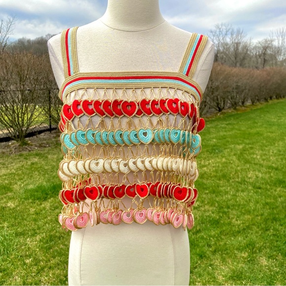 My Beachy Side Tops - 🌹HP🌹My Beachy Side Emily In Paris Dancing Hearts Knit Crochet Tank Top Stripe